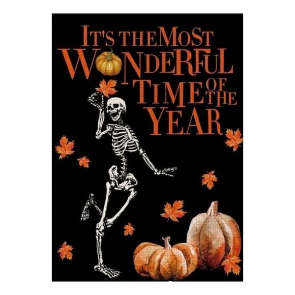 The Most Wonderful Time Of The Year  Garden Flag Halloween Skeleton Double Sided - Picture 1 of 6